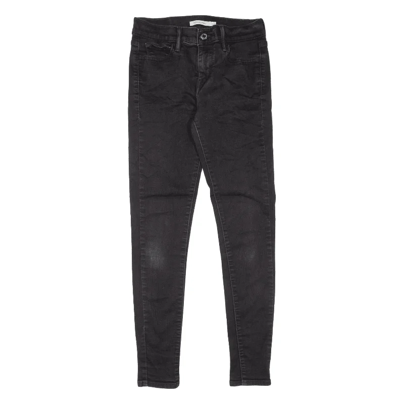 LEVI'S 710 Womens Jeans Black Slim Skinny W26 L28 Stylish High-Waisted Denim