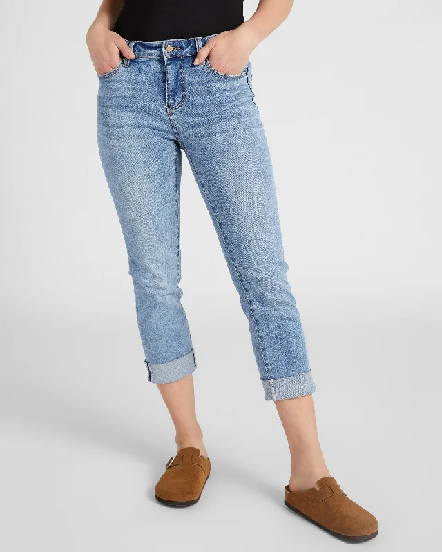Charlie Crop Skinny Jeans with Wide Cuff Chic Ripped Jeans