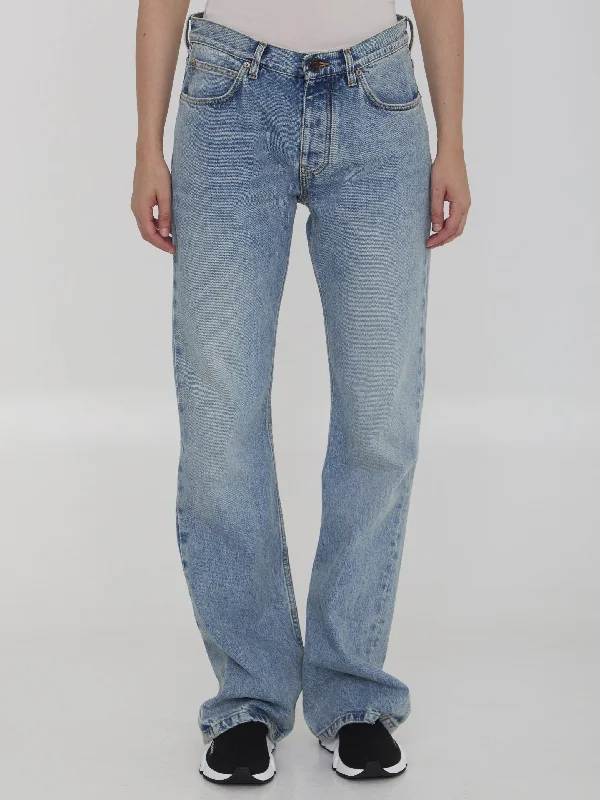 Low Waist Straight Jeans Comfortable Distressed Straight-Leg Jeans