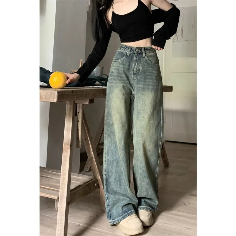 Y2k Vintage Jeans Woman Korean Fashion Harajuku Denim Pants Trendy Pleated Waist Jeans Y2k Vintage Jeans Woman Korean Fashion Harajuku Denim Pants Trendy Pleated Waist Jeans