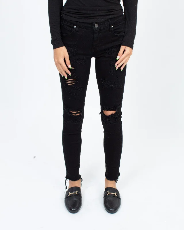 RtA Distressed Black Skinny Jeans Stylish High-Waist Jeans