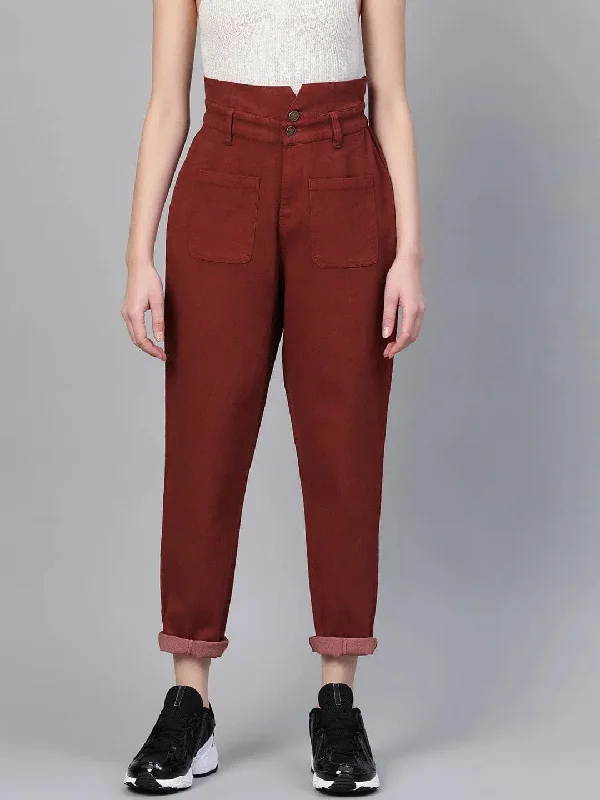 Rust Slouchy Jeans Comfortable Zip-Up Skinny Jeans