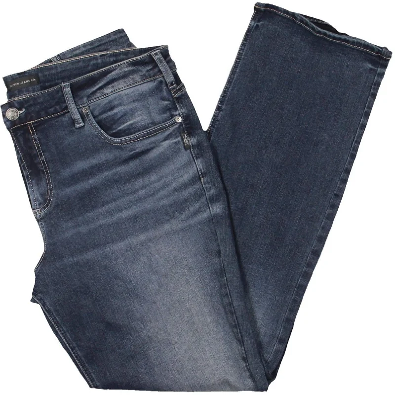 Silver Jeans Co. Womens Plus Elyse Solid Denim Bootcut Jeans Comfortable Straight-Legged Denim