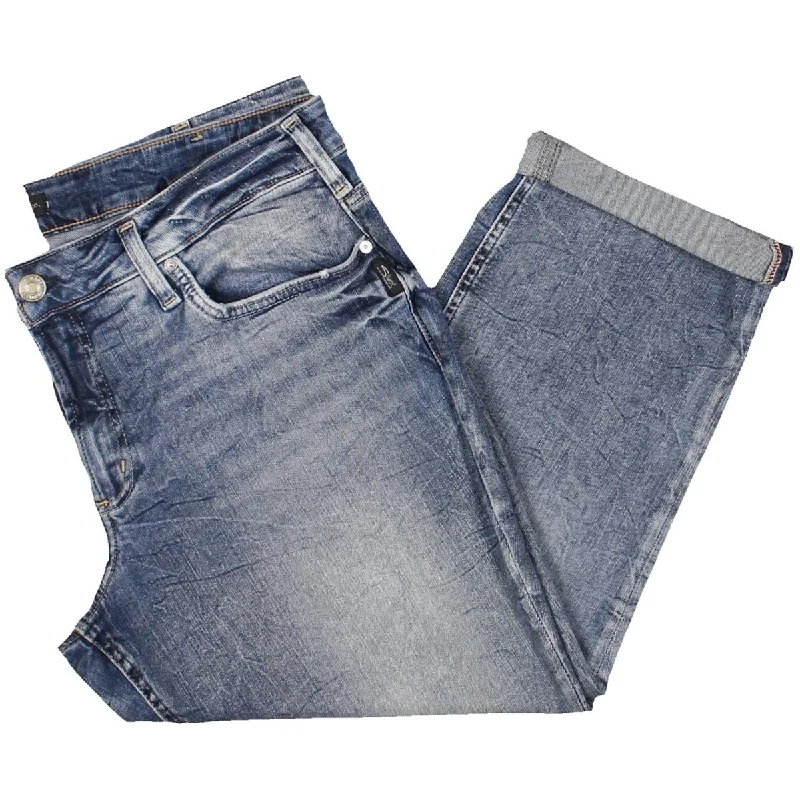 Silver Jeans Co. Womens Plus Low Rise Embroidered Capri Jeans Stylish Slim Fit Denim Silver Jeans Co. Womens Plus Low Rise Embroidered Capri Jeans Stylish Slim Fit Denim