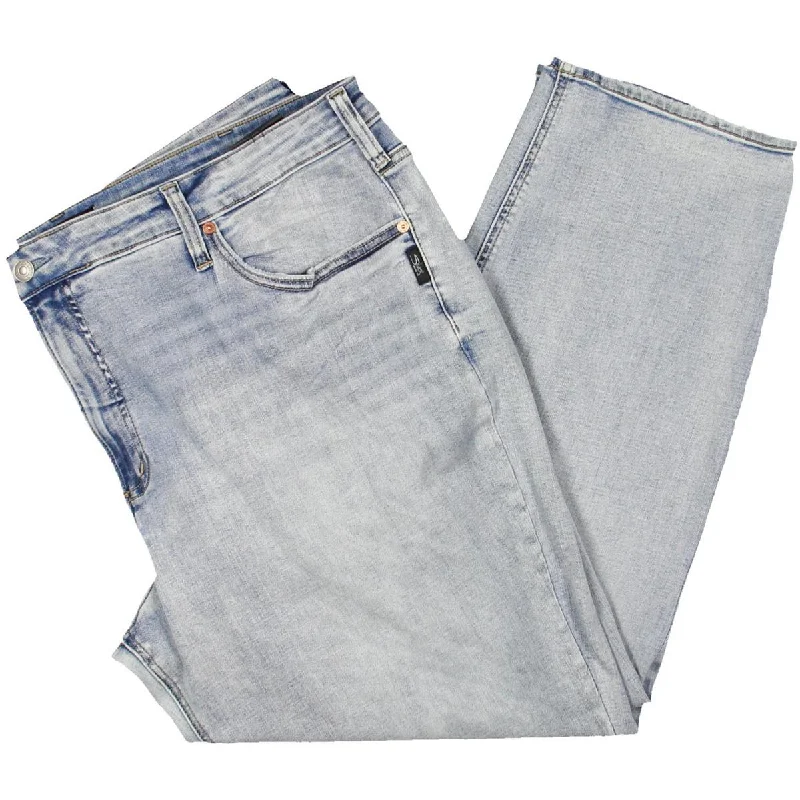 Silver Jeans Co. Womens Plus Mid Rise Distressed Ankle Jeans Trendy Skinny High-Waist Jeans
