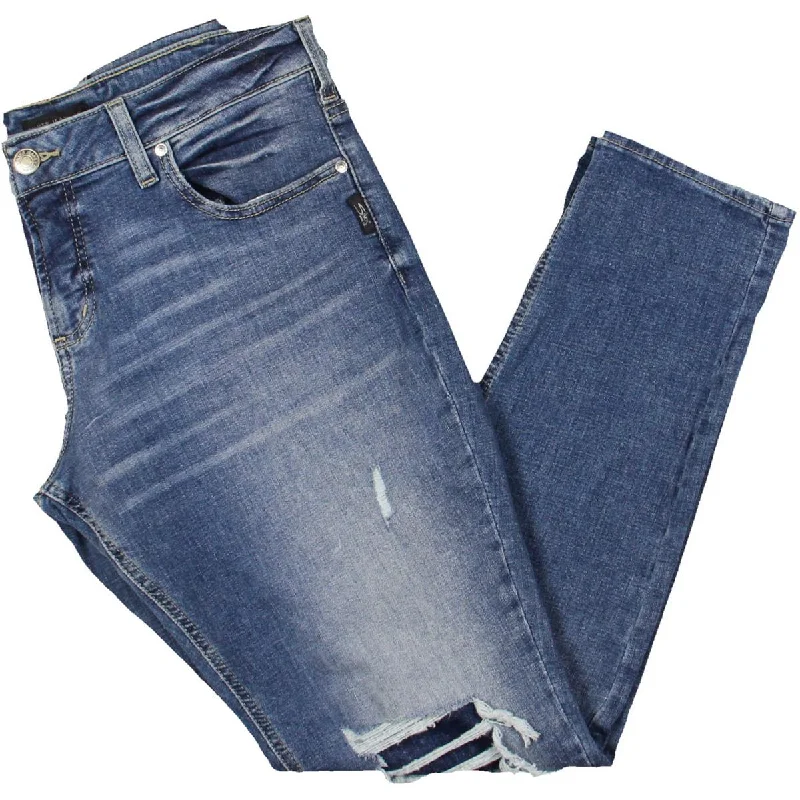 Silver Jeans Co. Womens Plus Mid-Rise Distressed Skinny Jeans Stylish Relaxed Fit Skinny Jeans Silver Jeans Co. Womens Plus Mid-Rise Distressed Skinny Jeans Stylish Relaxed Fit Skinny Jeans