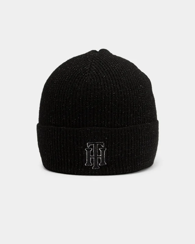 Tommy Jeans Men's Rich Glitter Logo Beanie Black Stylish Acid-Wash Jeans