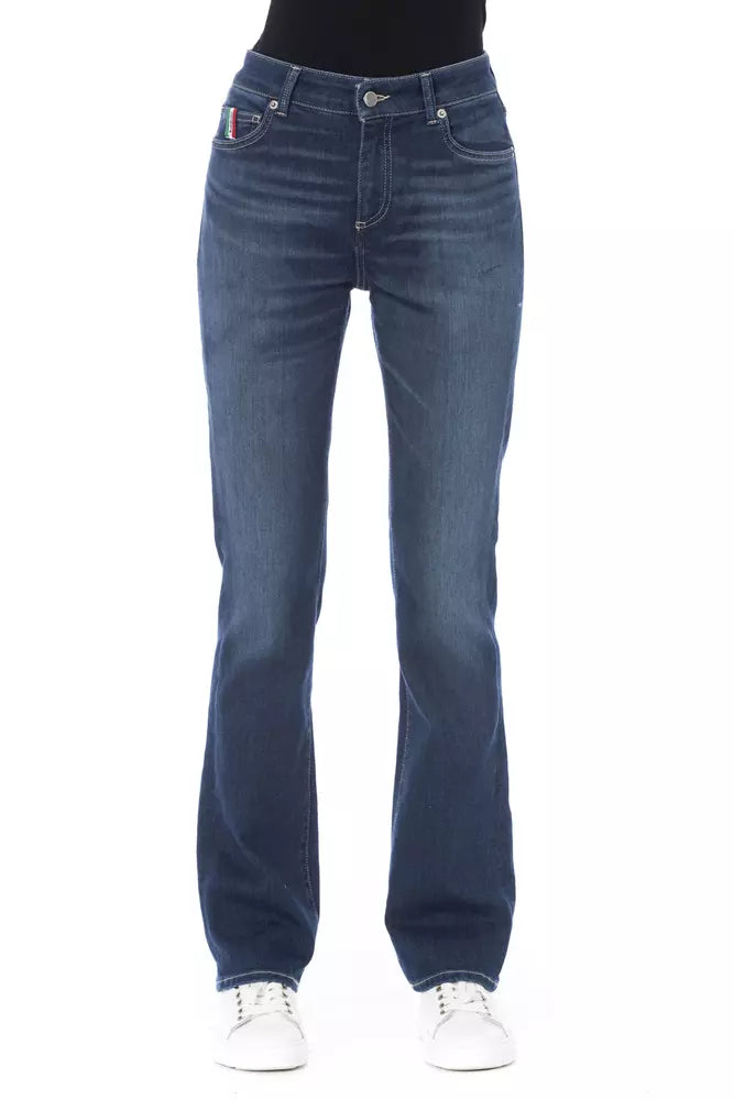 Baldinini Trend Blue Cotton Women Jeans Elegant Tapered Leg Denim