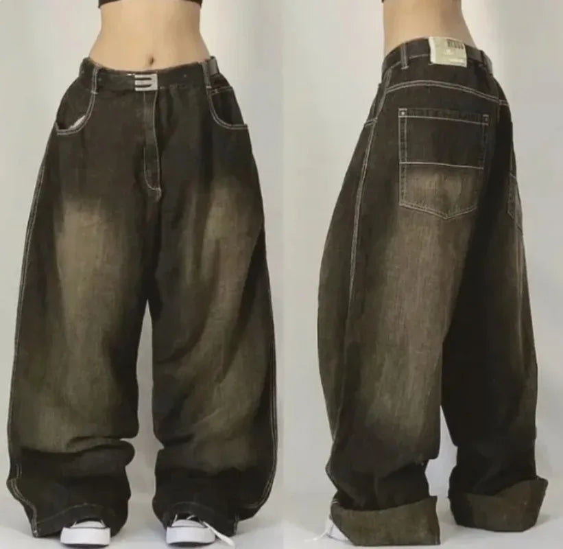 Washed Jeans Y2K Pocket Fashion Loose Mop Pants High Street Hip Hop Stylish High-Waist Skinny Denim Washed Jeans Y2K Pocket Fashion Loose Mop Pants High Street Hip Hop Stylish High-Waist Skinny Denim