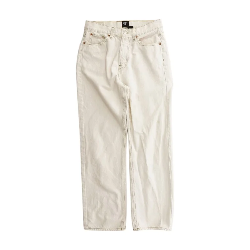 White Solid Jeans Trendy Paperbag Waist Jeans