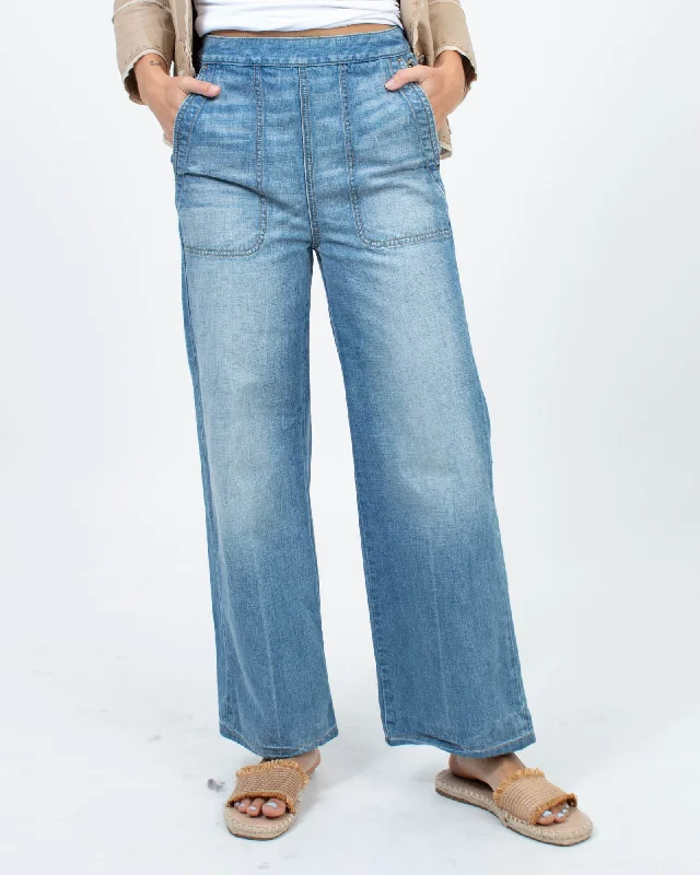 Wide Leg Flat Front Jeans Elegant Dark-Wash Bootcut Jeans