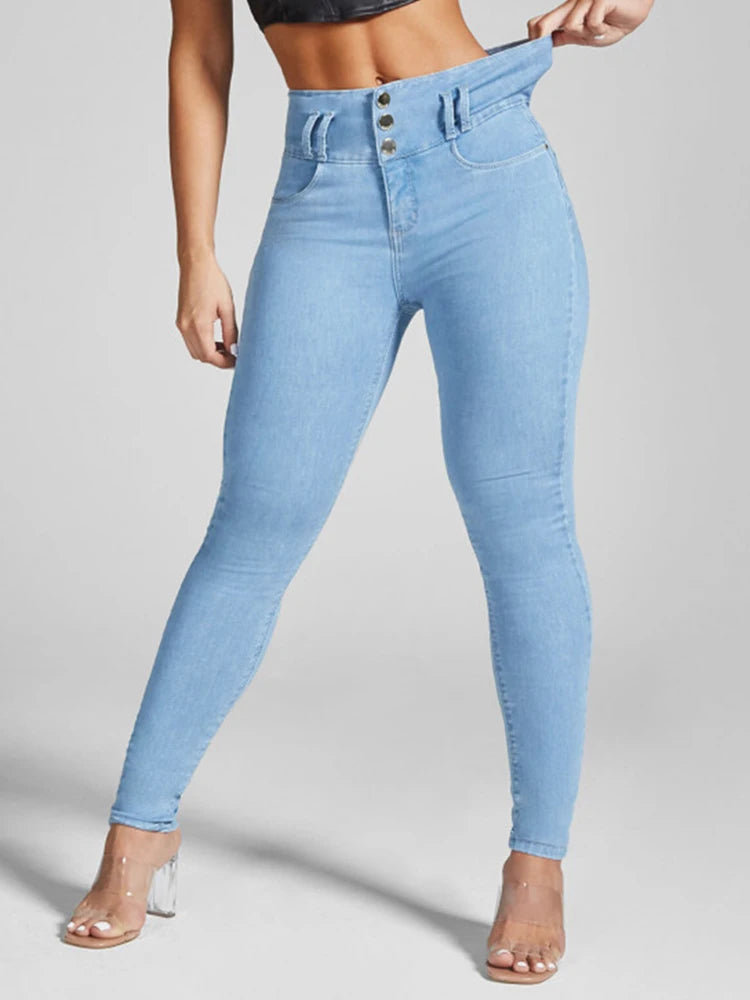 Women High Waist Stretch Skinny Blue Jeans Lady Slim Fit Hip Wrap Classic Denim Pencil Comfortable Full-Length Denim Jeans Women High Waist Stretch Skinny Blue Jeans Lady Slim Fit Hip Wrap Classic Denim Pencil Comfortable Full-Length Denim Jeans