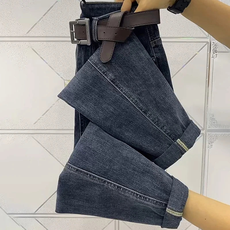Y2k Large Women's Slim Nine Point Dad Jeans 2023 Autumn Fat Mm Loose Pear Shape Elegant Dark-Wash Bootcut Jeans Y2k Large Women's Slim Nine Point Dad Jeans 2023 Autumn Fat Mm Loose Pear Shape Elegant Dark-Wash Bootcut Jeans