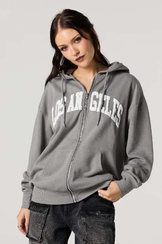 Oversized Puff Print Graphic Zip-Up Fleece Hoodie Hoodie with Hem Applique Textured Unique Oversized Puff Print Graphic Zip-Up Fleece Hoodie Hoodie with Hem Applique Textured Unique