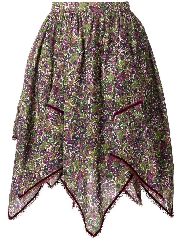 floral print handkerchief skirt silk skirt smooth