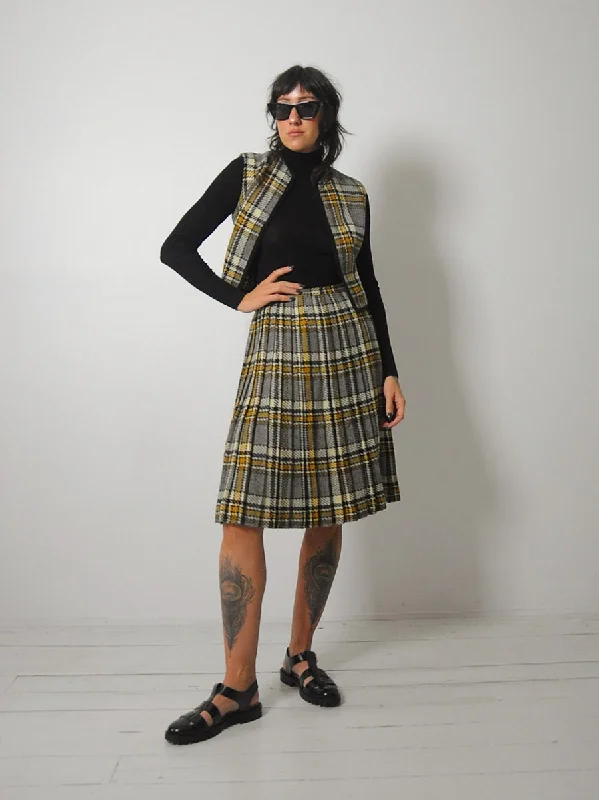 1950's Tartan Plaid Wool Skirt & Vest lace skirt romantic