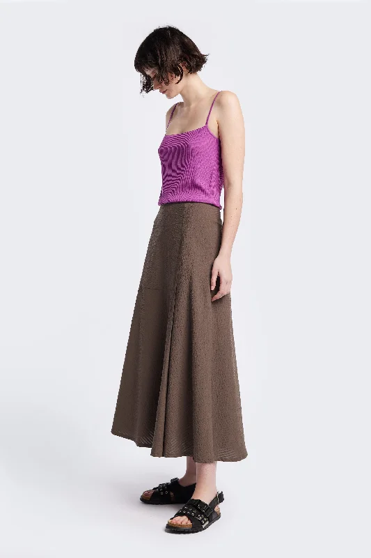 Abroad Panel Skirt Brown denim skirt classic