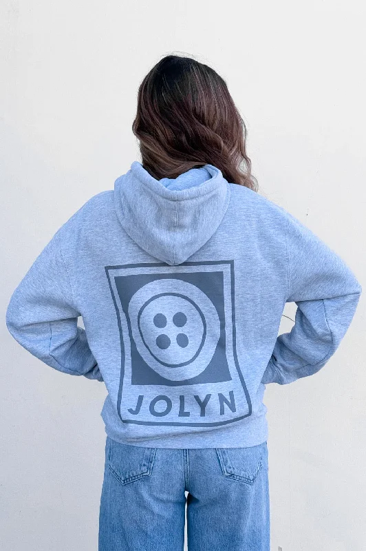 Raine Hoodie - Heather Grey Button Hoodie with Full-Zip Functional Layering