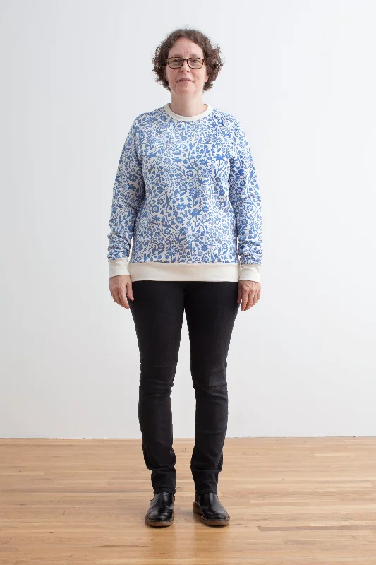 Adult Sweatshirt - Dutch Floral Delft Blue Hoodie with Ribbed Cuffs Snug Fit Comfort Adult Sweatshirt - Dutch Floral Delft Blue Hoodie with Ribbed Cuffs Snug Fit Comfort