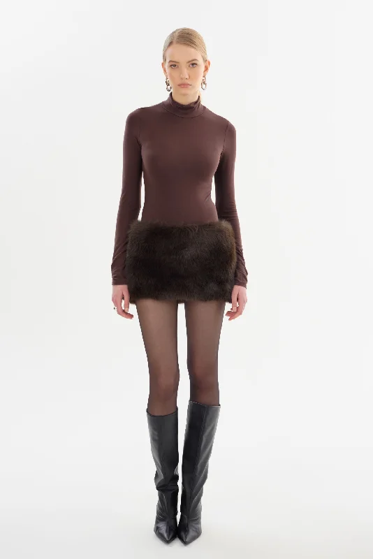 ARCILA | Faux Fur Micro Mini Skirt velvet skirt rich