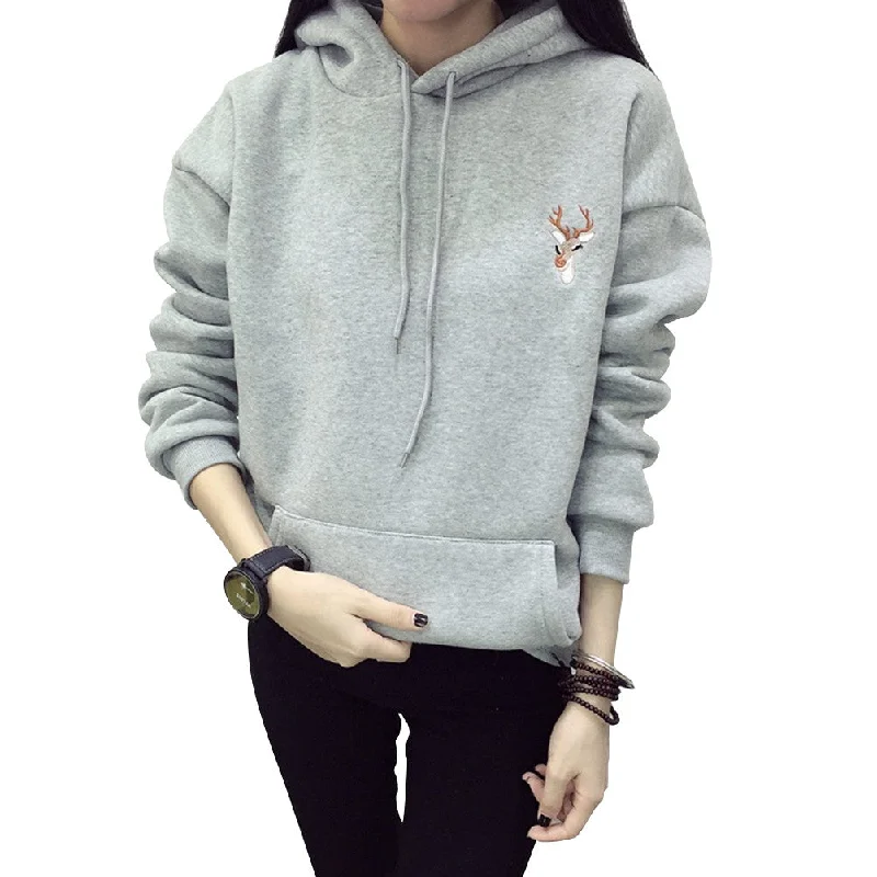 Autumn Winter Hoody Fashion Deer Embroidery Hoodies Casual Sweatshirts Hoodie for Women Hoodie with Hem Lace Feminine Delicate Autumn Winter Hoody Fashion Deer Embroidery Hoodies Casual Sweatshirts Hoodie for Women Hoodie with Hem Lace Feminine Delicate