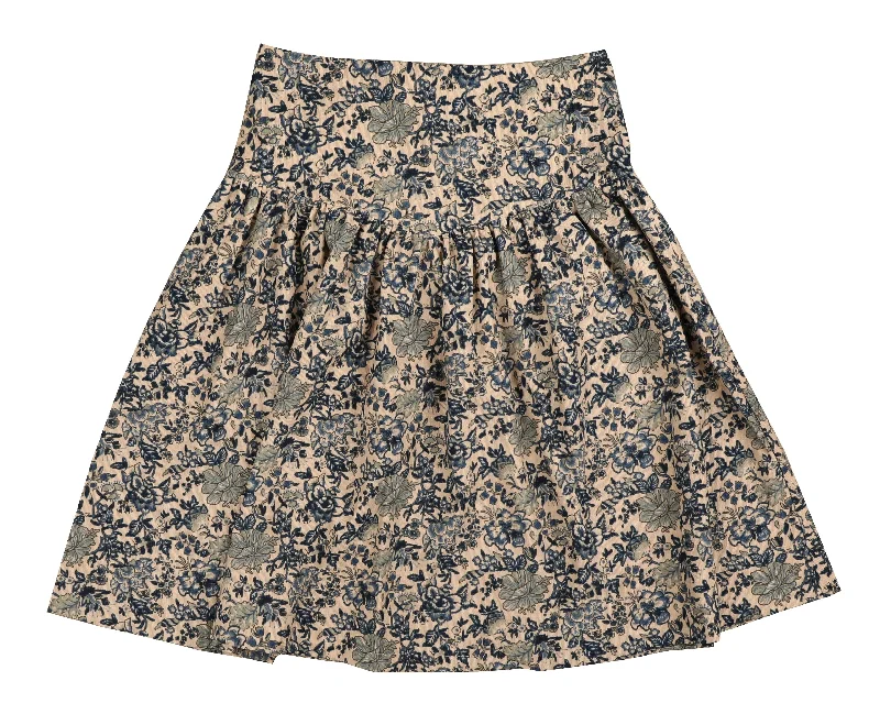 Belati Blue Floral Cord Skirt corduroy skirt durable