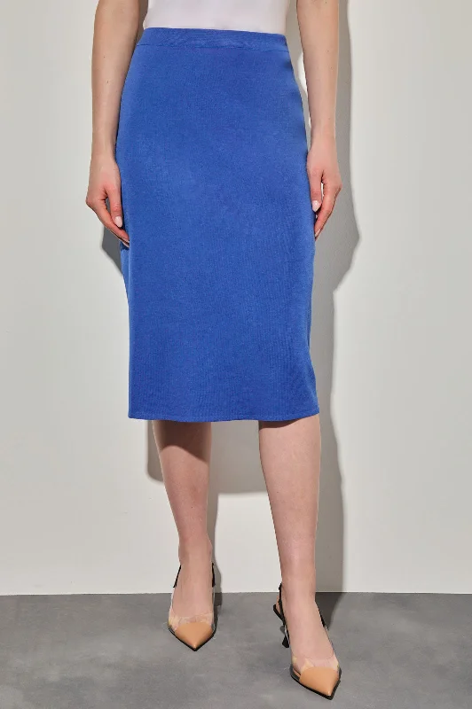 Below the Knee Straight Knit Skirt silk skirt lustrous