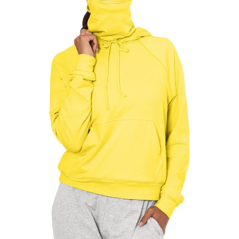 Womens Solid Built In Mask Hoodie Hoodie with Side Slits Relaxed Casual
