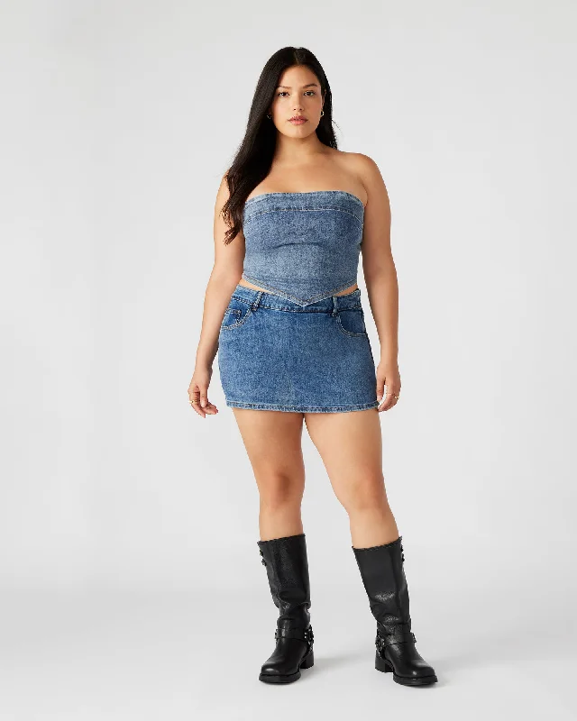 PRIYA DENIM SKORT asymmetrical skirt cut