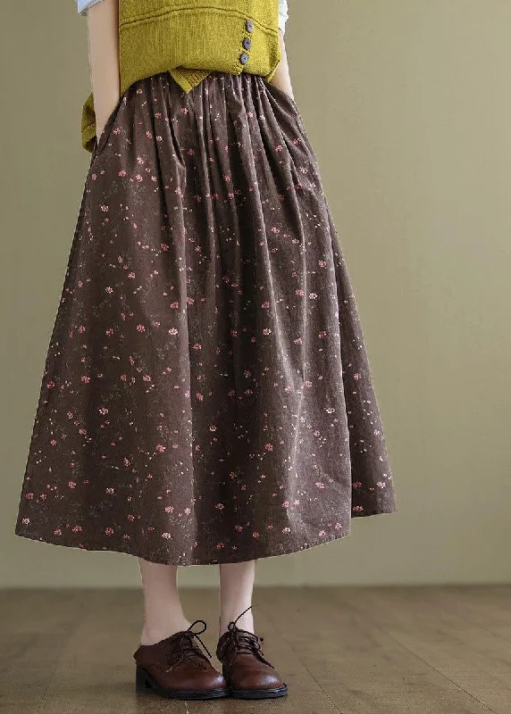 Bohemian Chocolate Loose A Line Summer Pockets Linen Skirts lace skirt romantic