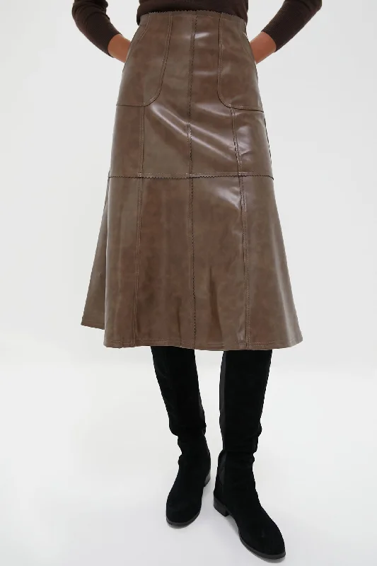 Brown Maddelena Midi Skirt a-line skirt cut