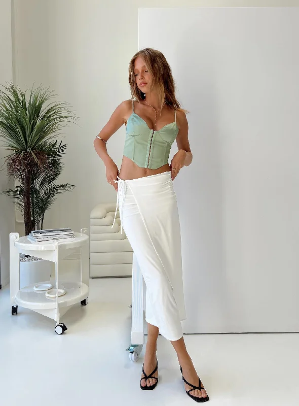 Callile Midi Wrap Skirt White velvet skirt plush