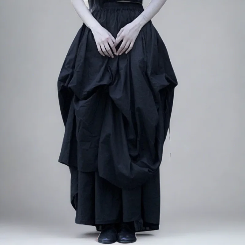 Casual Minimal Goth Layered Black Skirt cashmere skirt fine
