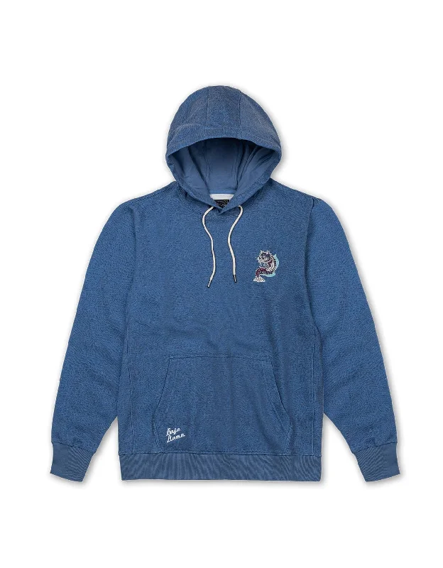 CATFISHED ORGANIC COTTON HOODIE - BLUE by Bajallama Hoodie with Strings Custom Fit Adjustable CATFISHED ORGANIC COTTON HOODIE - BLUE by Bajallama Hoodie with Strings Custom Fit Adjustable