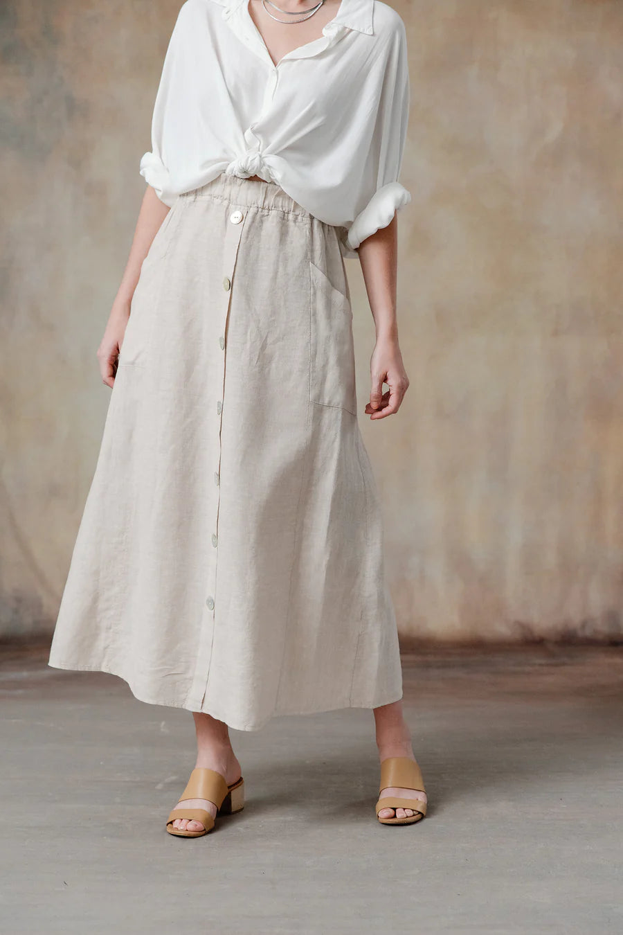 Cobblestone ANDREA LINEN MIDI SKIRT maxi skirt elegant