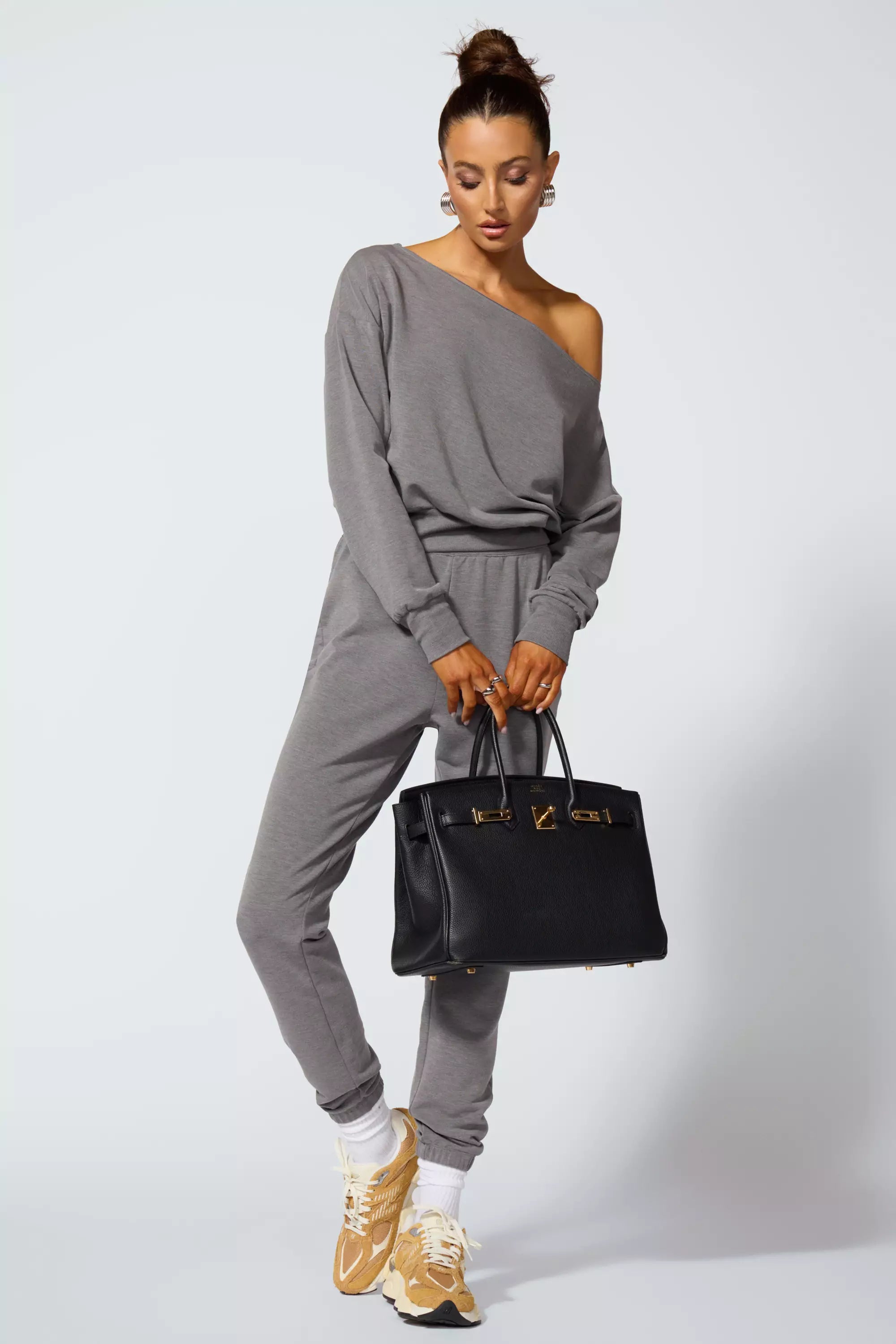 Cozy Fleece Flashdance Sweatshirt - Htr Steel Grey Hoodie with Pastel Soft Subtle