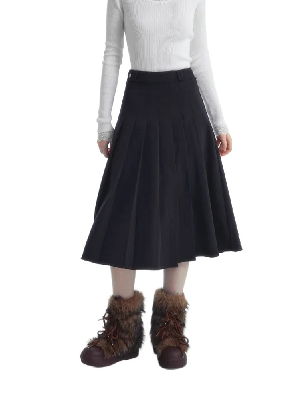 Creative Frayed Waist Pleated Long Skirt denim skirt stylish