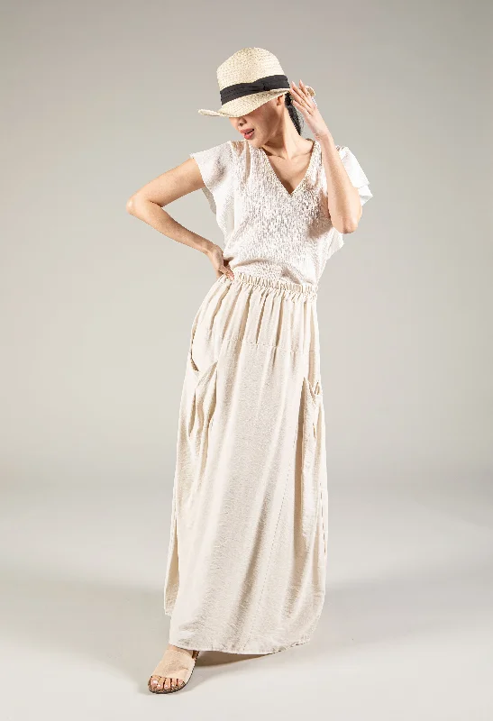 Crinkle Effect Maxi Skirt denim skirt classic