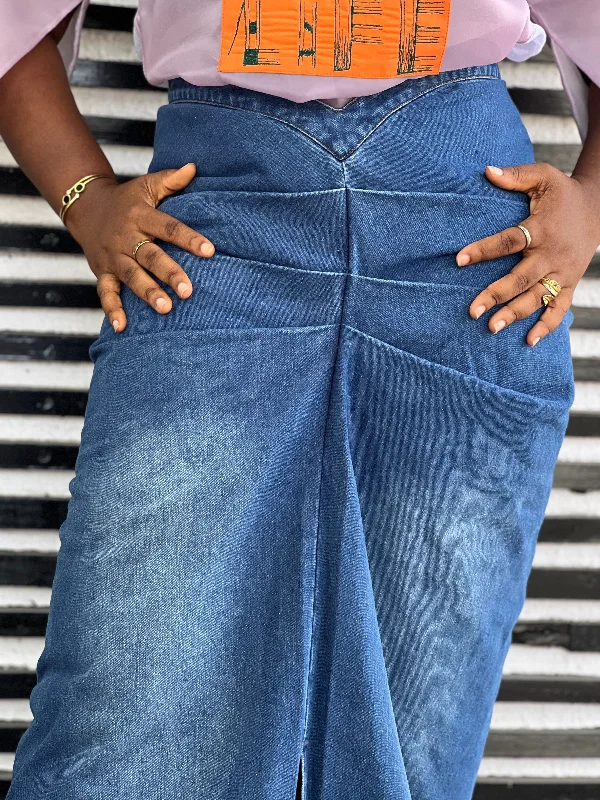 Denim Draped Skirt lace skirt elegant