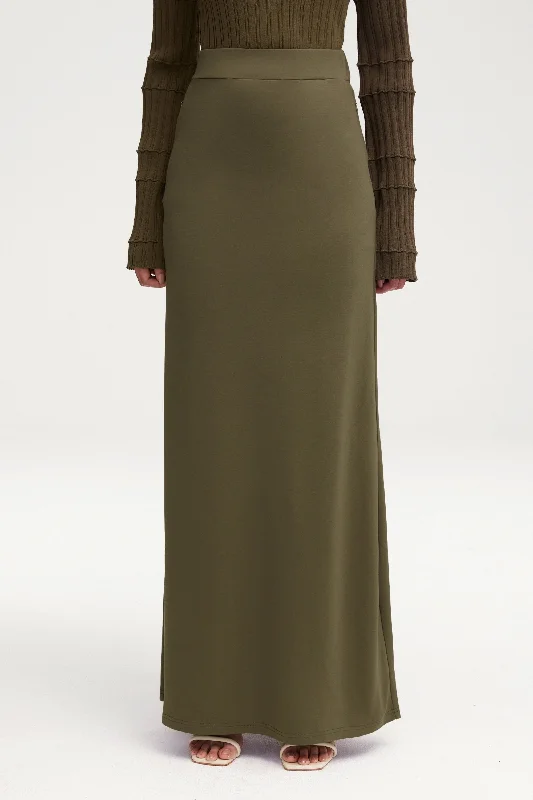 Essential Jersey Maxi Skirt - Khaki Green lace skirt elegant