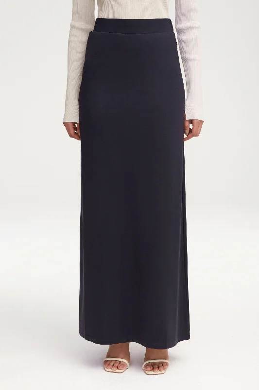 Essential Jersey Maxi Skirt - Navy Blue silk skirt smooth