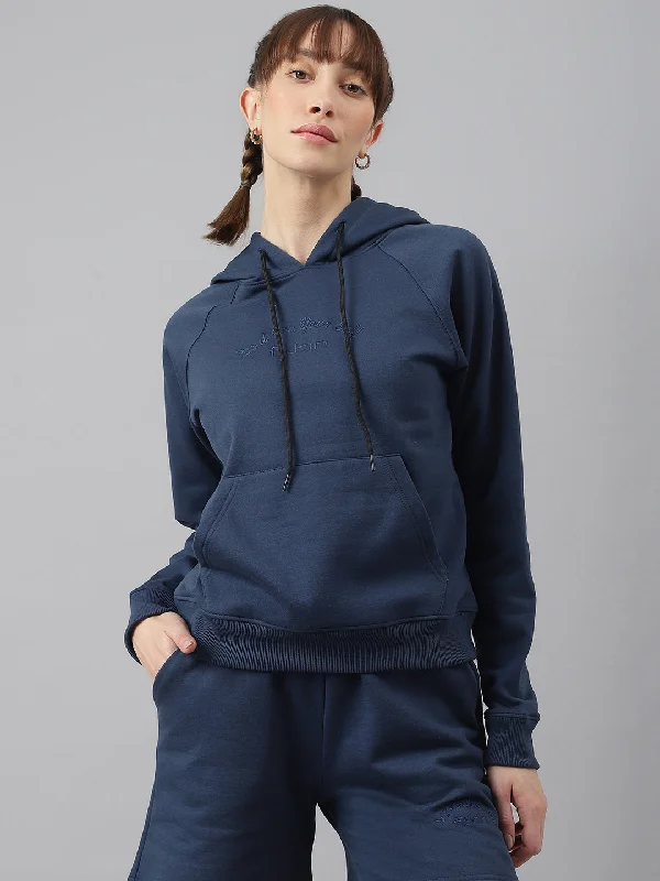 Fitkin Women Blue Fleece Regular Fit Hooded Sweatshirt Hoodie with Slim Fit Tailored Modern Fitkin Women Blue Fleece Regular Fit Hooded Sweatshirt Hoodie with Slim Fit Tailored Modern