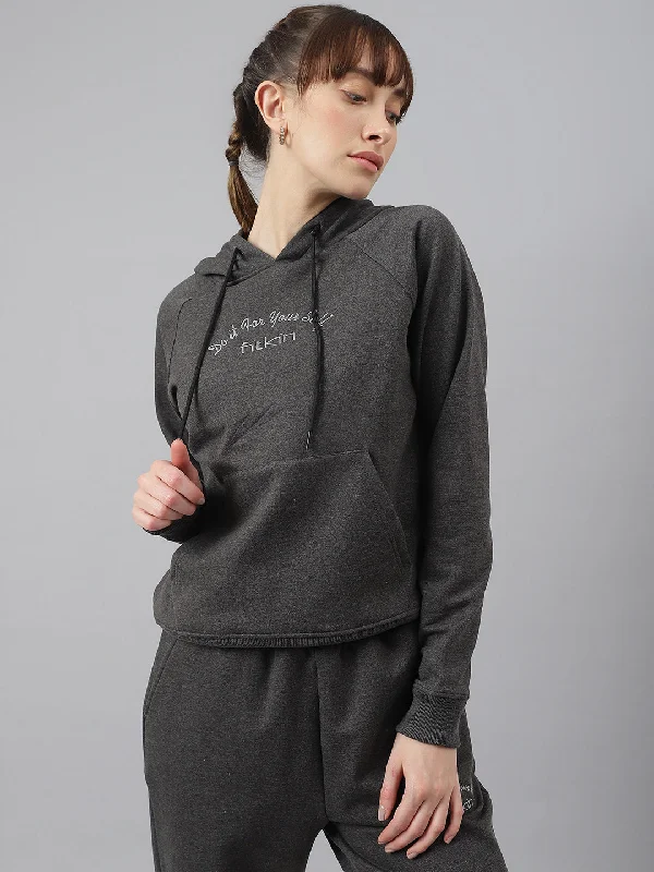 Fitkin Women Grey Fleece Regular Fit Hooded Sweatshirt Hoodie with Fur Luxurious Winter Fitkin Women Grey Fleece Regular Fit Hooded Sweatshirt Hoodie with Fur Luxurious Winter