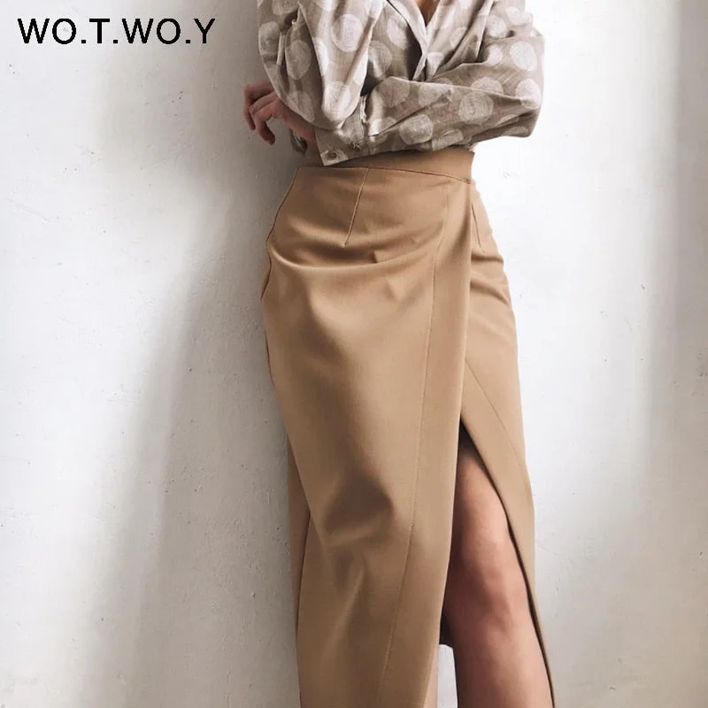 Formal High-Waist Women Skirt Office Lady Mid-Calf Length Straight Women's Skirt silk skirt smooth