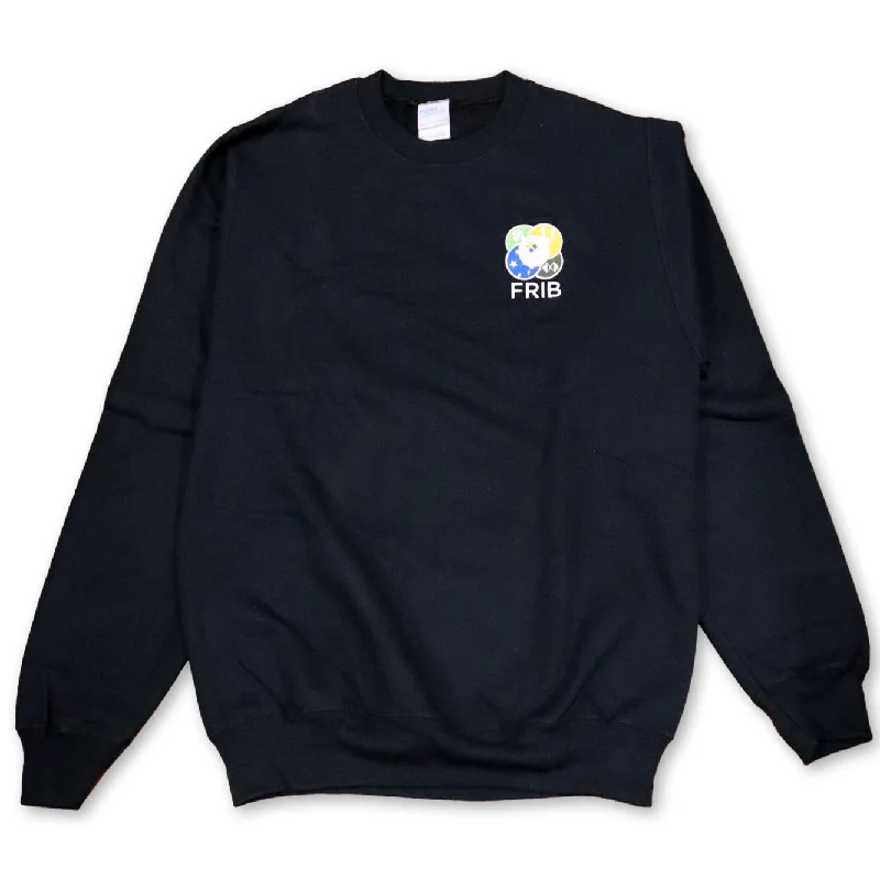 FRIB Logo Crewneck Sweatshirt - Black Hoodie with Tied Waist Feminine Flattering