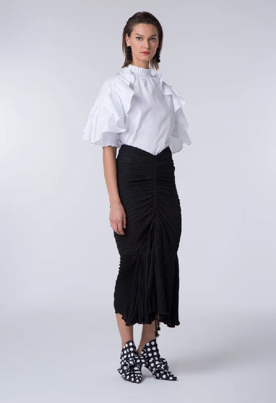 Frill Pleated Skirt ribbed skirt waist