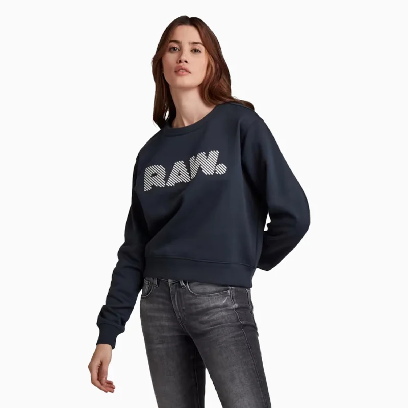 Women's Graphic Crew Neck Sweatshirt Hoodie with Hem Contrast Bold Stylish