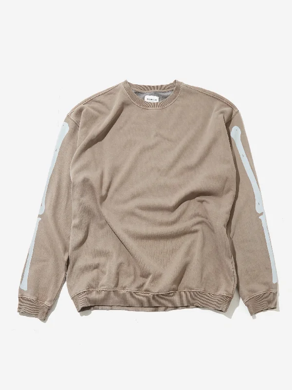 Goodhood Worldwide Bones Sweatshirt - Chocolate Brown Hoodie with Rolled Sleeves Casual Relaxed Goodhood Worldwide Bones Sweatshirt - Chocolate Brown Hoodie with Rolled Sleeves Casual Relaxed