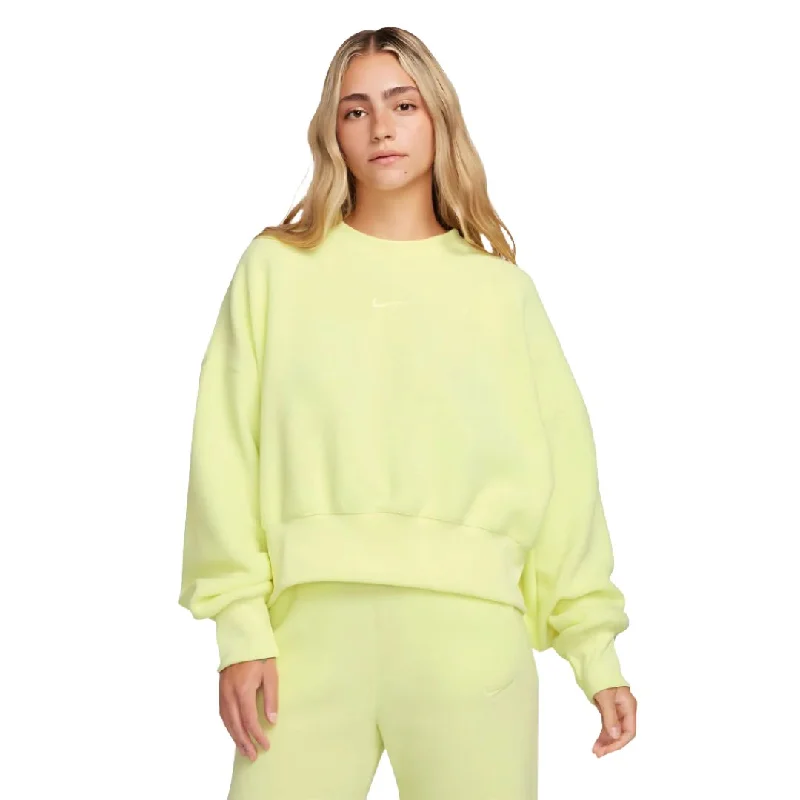 Plush Crew-Neck Mod Crop Sweatshirt Hoodie with Relaxed Fit Easy Casual