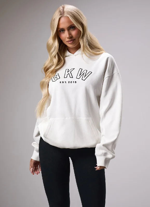 GKW Sports Luxe Hoodie - Cream Hoodie with Sequins Glamorous Eye-catching